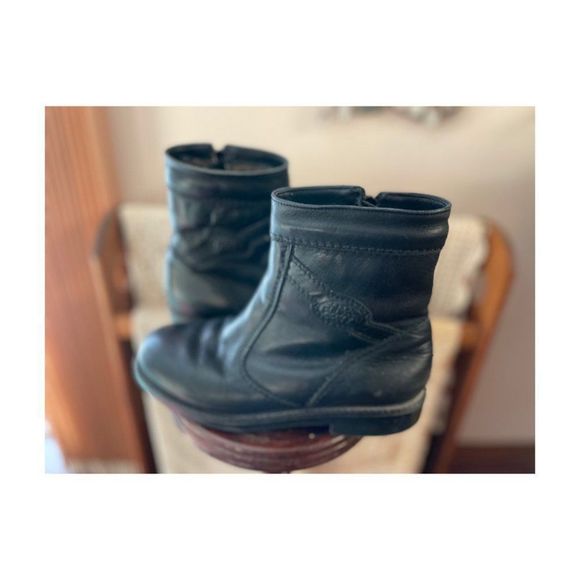 Vintage Pajar Black Leather Boots Genuine Shearling Lining Sz 10 Men's - Picture 16 of 16